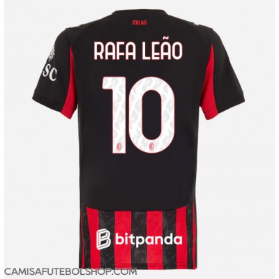 Camisa de time de futebol AC Milan Rafael Leao #10 Replicas 1º Equipamento Feminina 2025-26 Manga Curta Camisa de time de futebol AC Milan Rafael Leao #10 Replicas 1º Equipamento Feminina 2025-26 Manga Curta